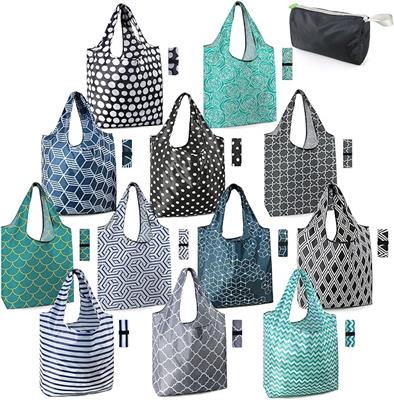 Amazon.com: BeeGreen Reusable Grocery Bags Lightweight Durable Shopping Bags Washable Foldable 12 Pack Xlarge Classic Geometric Design Gift Tote Groce