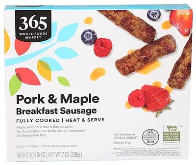 Amazon.com: 365 by Whole Foods Market, Pork Sausage Breakfast Maple Frozen Step 1, 7 Ounce : Grocery & Gourmet Food