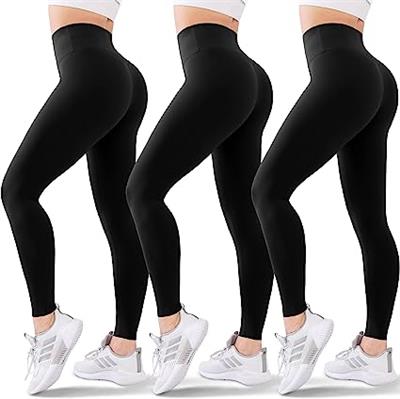 Blisset 3 Pack High Waisted Leggings for Women-Soft Athletic Tummy Control Pants for Running Yoga Workout Reg & Plus Size at Amazon Women’s Clothing s