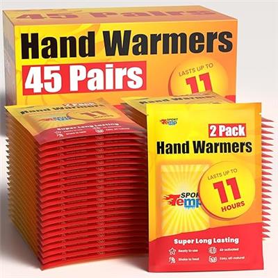 Amazon.com: Hand Warmers (45 Pairs) - Up to 11 Hours of Heat, Super Long Lasting - Easy, All Natural - Air Activated, for Body, Hands & Toes - Odorles