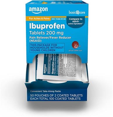 Amazon.com: Amazon Basic Care Ibuprofen Tablets, 200 mg, Pain Reliever and Fever Reducer, For Headache, Muscular Aches, Arthritis, Backache and More, 