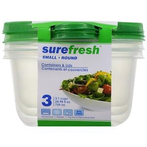 Sure Fresh Small Round Storage Containers with Lids, 3-ct. Packs | Dollar Tree