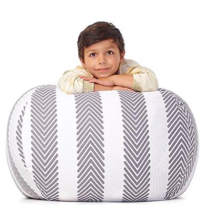 5 STARS UNITED Stuffed Animal Storage Bean Bag – Toy Storage Organizer and Bean Bag Chair for Kids Holds up to 90+ Plush Toys – Cotton Canvas Bags Cov