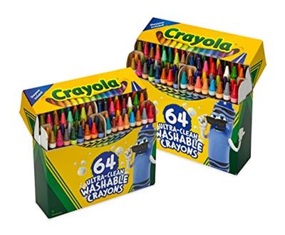 Crayola Washable Crayon Set - 2 Pack (64ct), Bulk Crayons for Kids School Supplies, Gift for Kids, Ages 3+ [Amazon Exclusive]