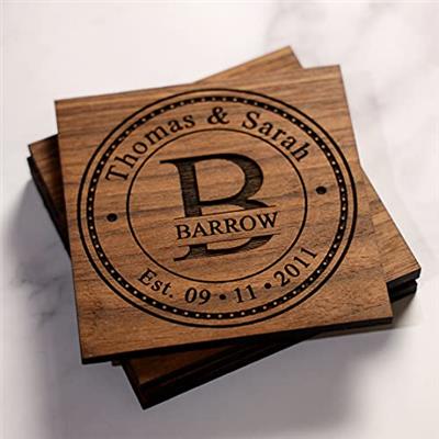 Personalized Coasters Handmade in the USA, Wedding Gifts, Anniversary Gifts, or Personalized Gifts. Sets of 4,6,8,16 or wedding keepsake gifts for Dad