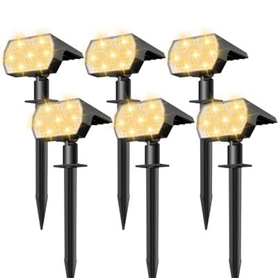 NYMPHY Solar Lights Outdoor Waterproof IP68, 56 LED 3 Lighting Modes Solar Powered Garden Yard Spot Solar Lights for Outside Landscape- 6 Pack (Warm W
