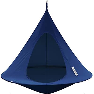 Double Cacoon Hanging Chair - Color Island Vibe - Weight Capacity 450lbs - Outdoor and Indoor Use - Hanging Kit Included - Aluminum Ring for Durabilit