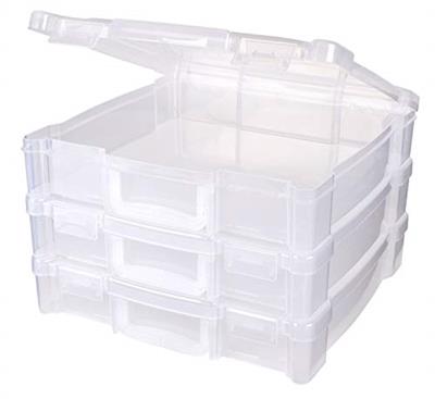 ArtBin 6913ZZ 12 x 12 Portable Art & Craft Organizer with Handle 3-Pack, [3] Plastic Storage Cases, Clear