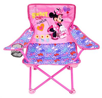 JAKKS Pacific Minnie Camp Chair for Kids, Portable Camping Fold N Go Chair with Carry Bag, Minnie - Bows