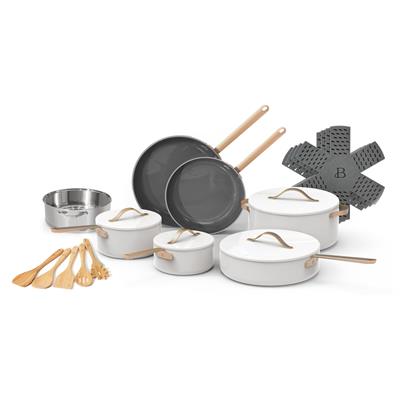 Beautiful 20pc Ceramic Non-Stick Cookware Set, White Icing by Drew Barrymore - Walmart.com