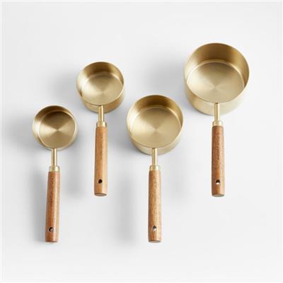 Acacia Wood and Gold Measuring Cups, Set of 4   Reviews | Crate & Barrel