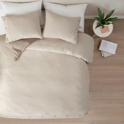 4pc Full/queen Elena Rayon From Bamboo Blend Waffle Weave Comforter Cover Set - Taupe : Target