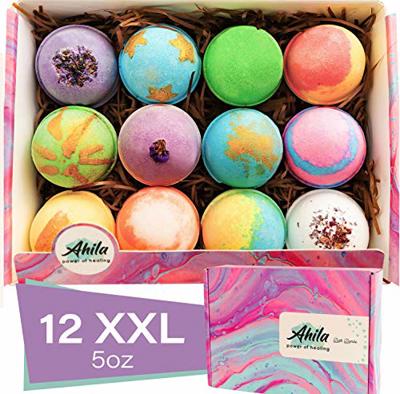 Ahila power of healing 12 XXL Bubbly Organic Bath Bombs Gift Set