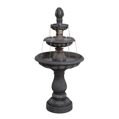 Style Selections 46.3-in H Resin Tiered Fountain Outdoor Fountain Pump Included in the Outdoor Fount