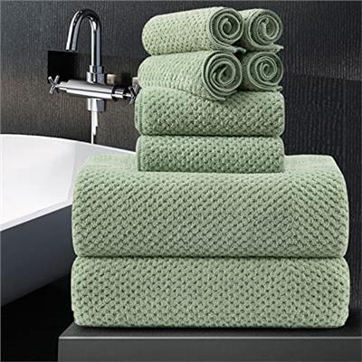 8 Piece Bathroom Towel Set Green |2 Oversized Large Bath Towels Sheet,2 Hand Towels and 4 Washcloths| 600GSM Ultra Soft Luxury Premium Towel Set Highl