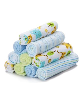 Spasilk Washcloth Wipes Set for Newborns and Infants, Terry Bathtime Essentials, Pack of 10, Safari Animals - Walmart.com