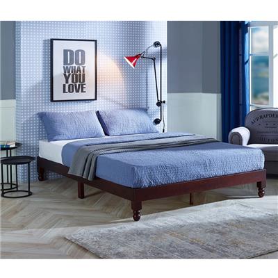 BIKAHOM Houston King Size Bed Frame, 12 Inch Solid Wood Platform Bed with Under Bed Storage Space, No Box Spring Needed, Strong Wooden Slat Support, E