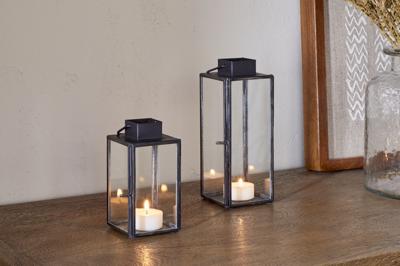 Sia Mini Table Lantern – Black, Iron & Glass
 – Nkuku
