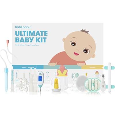 Frida Baby Ultimate Baby Kit | Baby Essentials Gift Set Includes Wellness, Sick Day, Gas Relief Essentials, Grooming Tools & Teething Toys