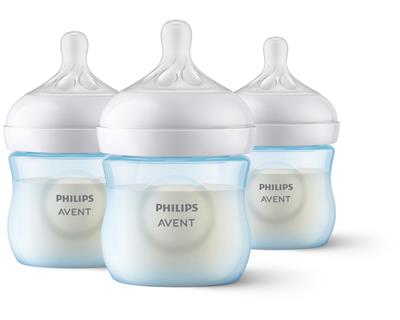 Philips Avent Natural Baby Bottle with Natural Response Nipple, Blue, 4oz, 3pk, SCY900/23 - Walmart.com