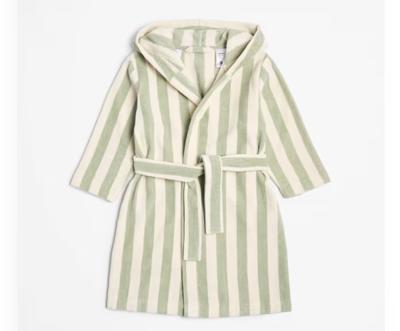 Boys Towelling Hooded Gown - Green Stripe