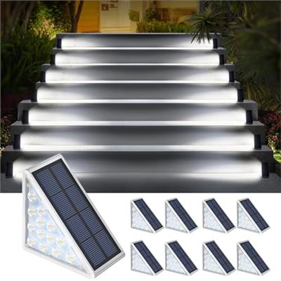 AUDLES LED Solar Step Lights Waterproof Outdoor Stair Lights, Solar Deck Lights Outdoor Decor IP67 Solar Lights for Yard, Patio, Garden, Walkways, Fro