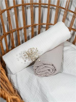 Baby Blankets, Set of 2 - White & Taupe