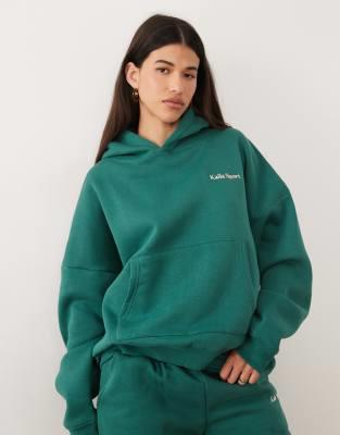 Kaiia sport tennis icons graphic oversized hoodie in dark green and pink (part of a set) | ASOS