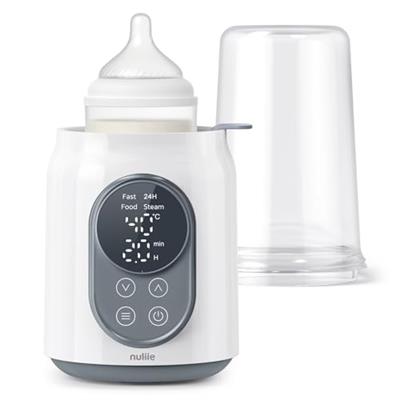 Nuliie Baby Bottle Warmer 6-in-1 with Digital LCD, Timer, Smart Temperature Control and Automatic Shut-Off, Food Warmer&Defrost BPA-Free Warmer for Br