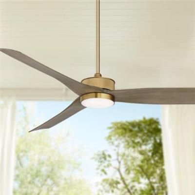 60 Casa Vieja Montage Soft Brass LED Damp Rated Fan with Remote - #976C0 | Lamps Plus