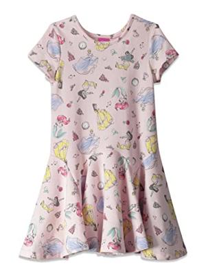 Disney Princess Ariel Cinderella Aurora Belle Toddler Girls French Terry Skater Dress Pink 4T