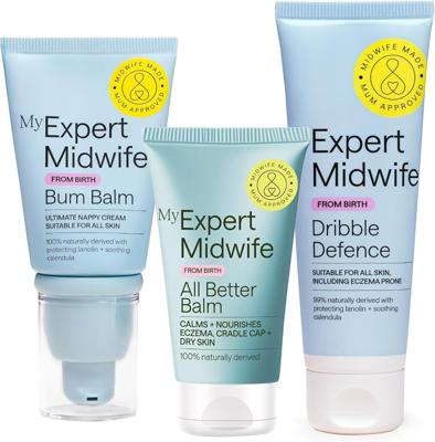 My Expert Midwife No Harm Bum Balm Nappy Cream - 30ml (Pack of 3) | 100% Naturally Derived Baby Bottom Balm, Helps Protect & Soothe Nappy Rash, Fragra