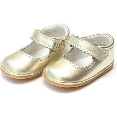Baby Cara Metallic Scalloped Leather Mary Jane, Gold - Angel Shoes Shoes & Booties | Maisonette