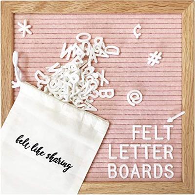 Felt Letter Board, 10x10in Changeable Letter Board with Letters White 300 Piece - Felt Message Board, Oak Frame Wooden Letter Board for Baby Announcem