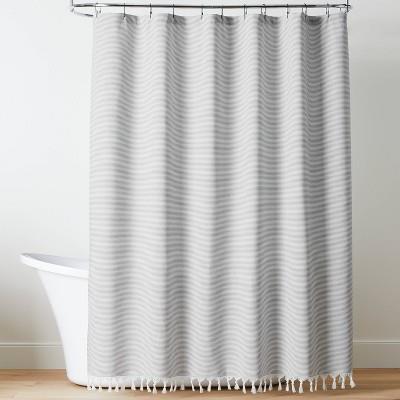 Ticking Stripe Woven Shower Curtain Gray/cream - Hearth & Handâ„¢ With Magnolia : Target