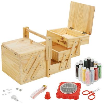 39-PC Sewing Kit with Wooden Sewing Box