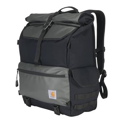 Carhartt Nylon Roll Top, Heavy-Duty Water-Resistant Backpack, Black, One Size