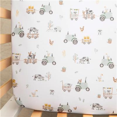 Drap Contour pour Lit de Bébé - Tracteurs