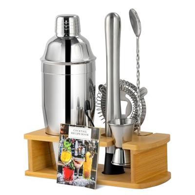 ZPUFAW 8-Piece Cocktail Shaker Set with Wooden Stand Bartender Kits Bar Set