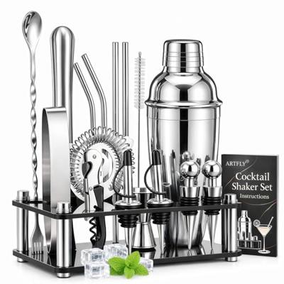 ARTFLY Cocktail Shaker Set, 18-Piece Bartender Kit with Stand, Bar Tool Set