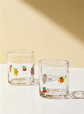 Embossed fruit glasses Set of 2