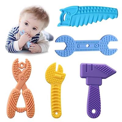 5PCS Baby Teething Toys, Silicone Sensory Teether Toys for Babies, Infant Toys 0-6 Baby Shower Gifts for 3 9 12 18 Month 1 One Year Old Girls Boys, Ne