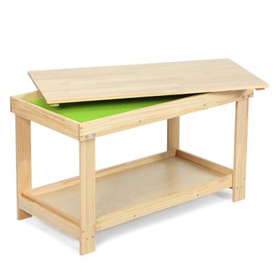 Gymax Patented Wood Kids Activity Play Table Block Table Multifunction W/Storage Natural - Walmart.ca