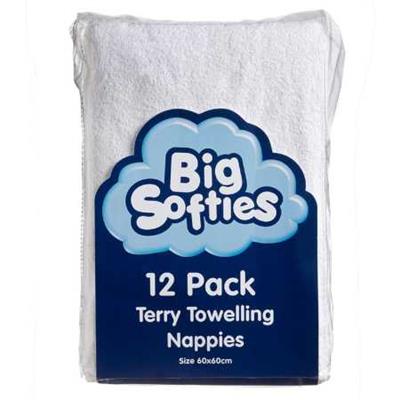 Big Softies Terry Towelling Nappies 12 Pack - White | BIG W