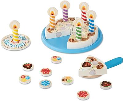 Amazon.com: Melissa & Doug Birthday Party Cake - Wooden Play Food With Mix-n-Match Toppings and 7 Candles : Melissa & Doug: Toys & Games