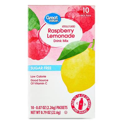 Great Value Sugar-Free Raspberry Lemonade Powdered Drink Mix, 0.07 oz, 10 Packets - Walmart.com