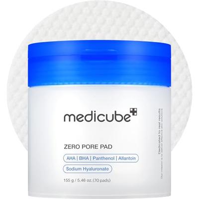 medicube Toner Pads Zero Pore Pad 2.0 | Dual-Textured Facial Pad for Exfoliation and Pore Care with 4.5% AHA Lactic Acid, 0.45% BHA Salicylic Acid | I