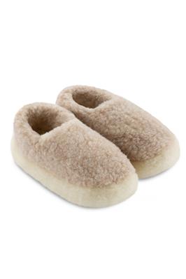 Yoko Wool Full Slippers in Beige Merino Wool