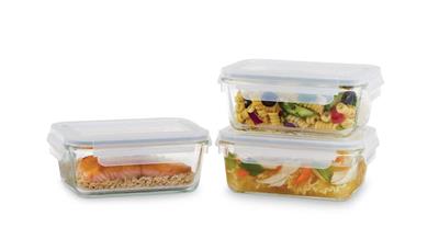 Vida by PADERNO Glass Clip Lid Food Storage Container Set Leakproof, 3-pc, 970-mL