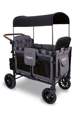 WonderFold W4 Luxe 4-Passenger Multifunctional Stroller Wagon in Charcoal Gray With Black Frame at Nordstrom